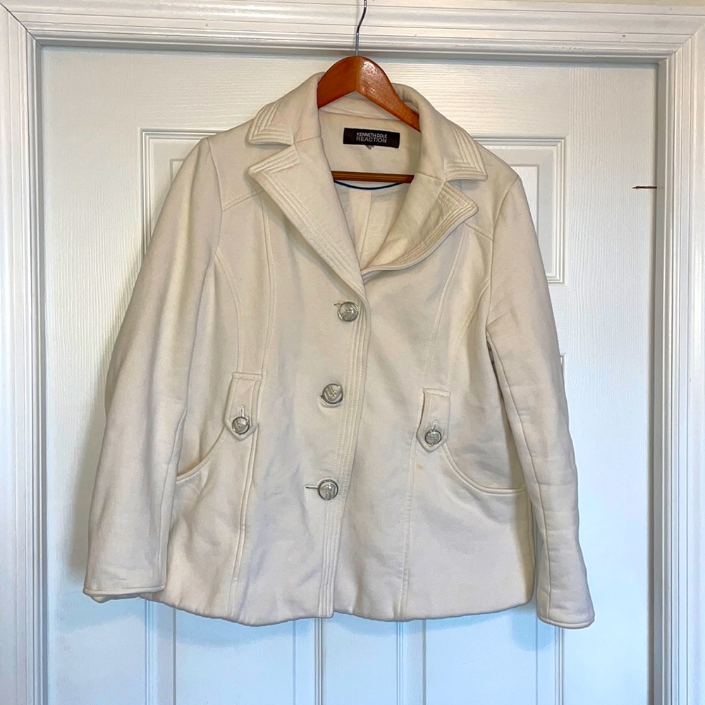 Kenneth Cole Reaction XL white cotton pea coat